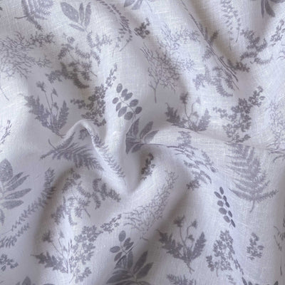 Digital Printed Linen Fabric Fabric Grey & White Abstract Leaves Printed Linen Fabric (Width 54 Inches)