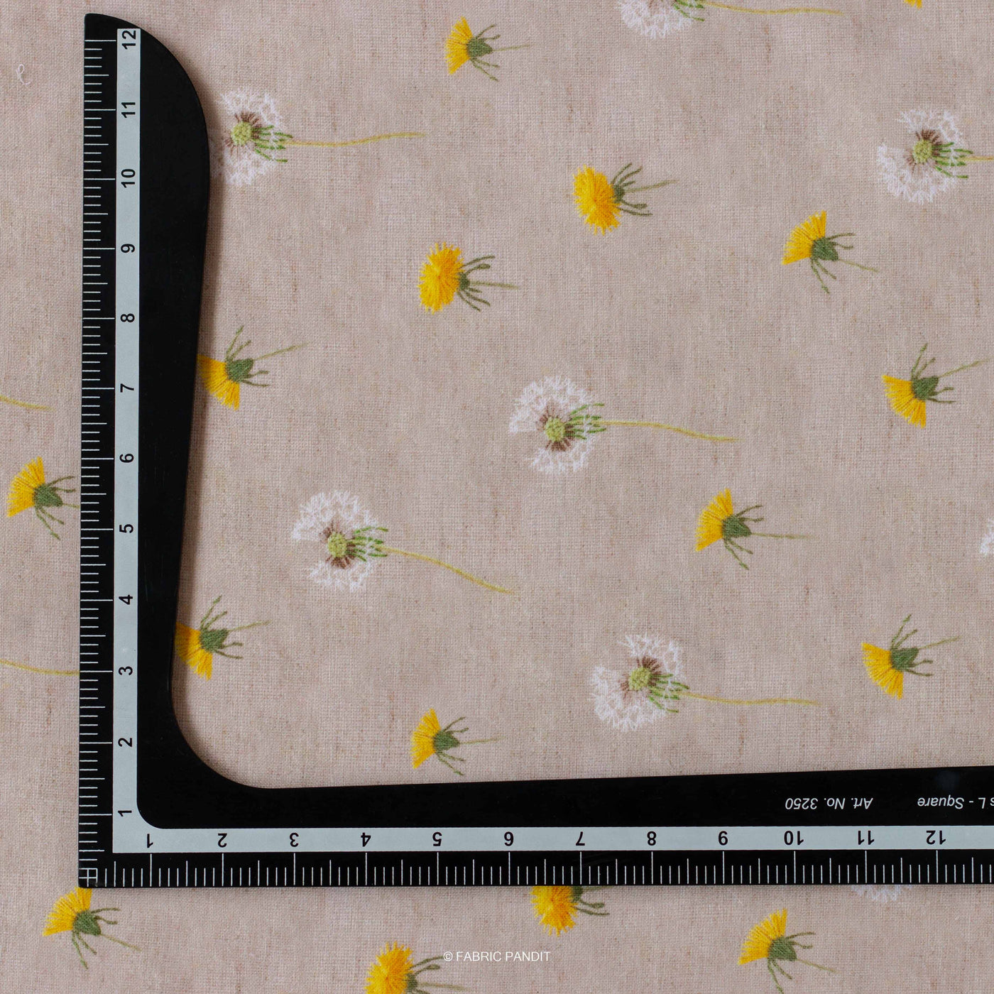 Digital Printed Linen Neps Fabric Yellow And White Pollen Flower Digital Printed Linen Neps Fabric (Width 44 Inches)
