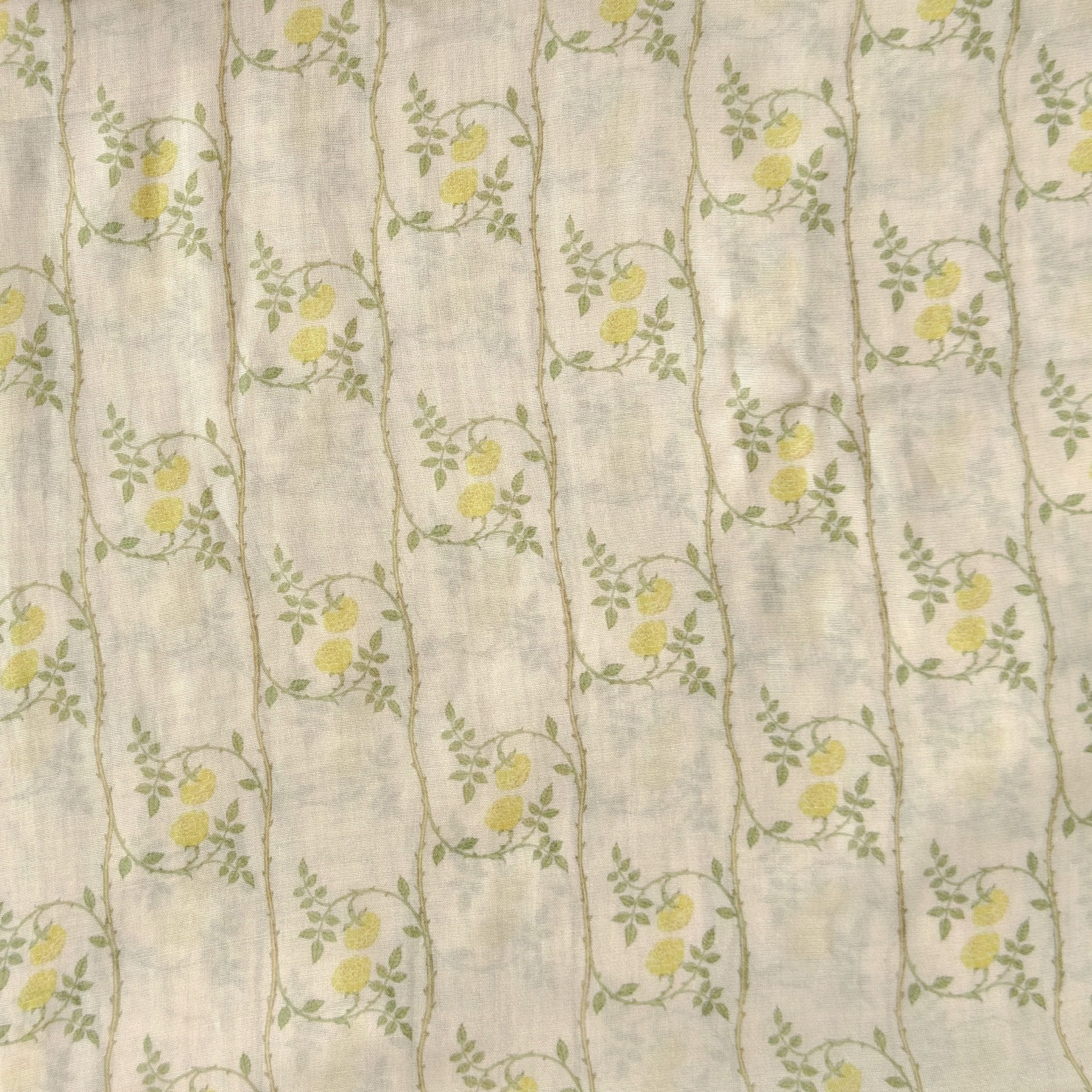 Digital Printed Mul Chanderi Fabric Fabric Beige & Green Mul Chanderi Fabric