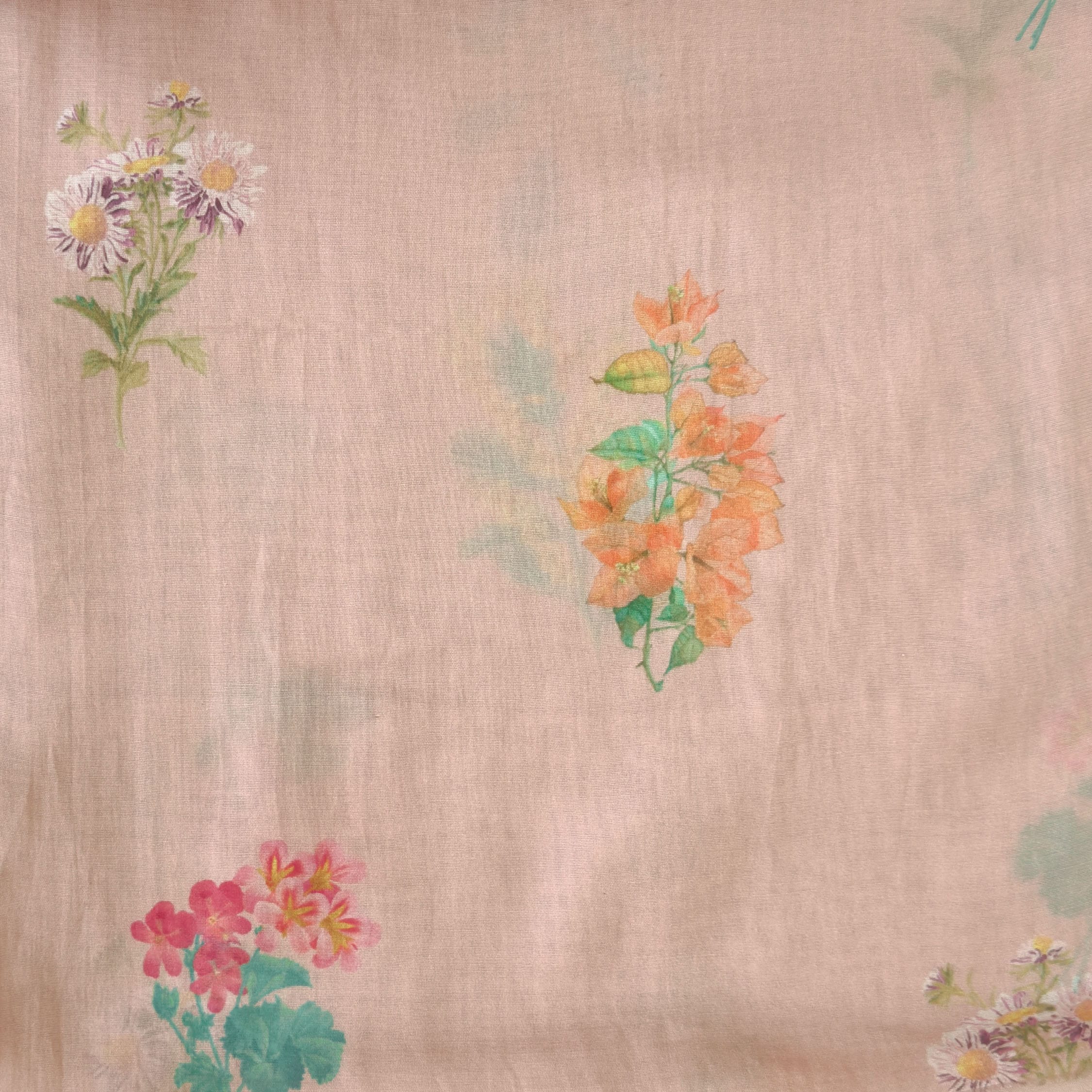 Digital Printed Mul Chanderi Fabric Fabric Blush Peach Mul Chanderi Fabric