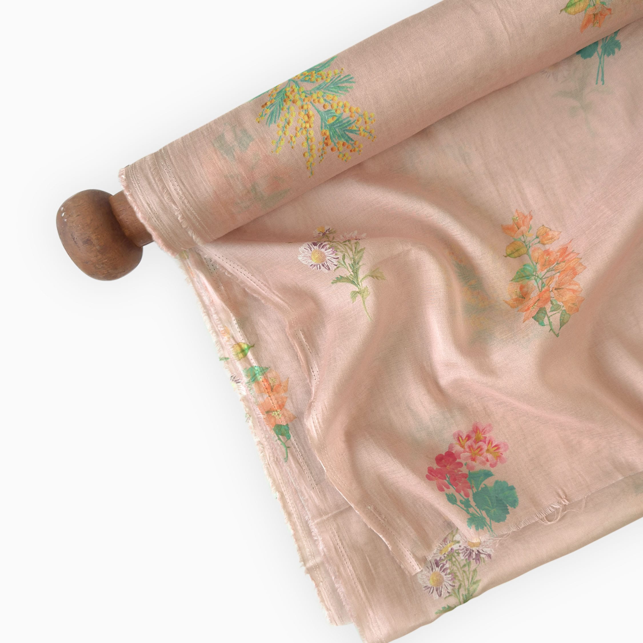 Digital Printed Mul Chanderi Fabric Fabric Blush Peach Mul Chanderi Fabric