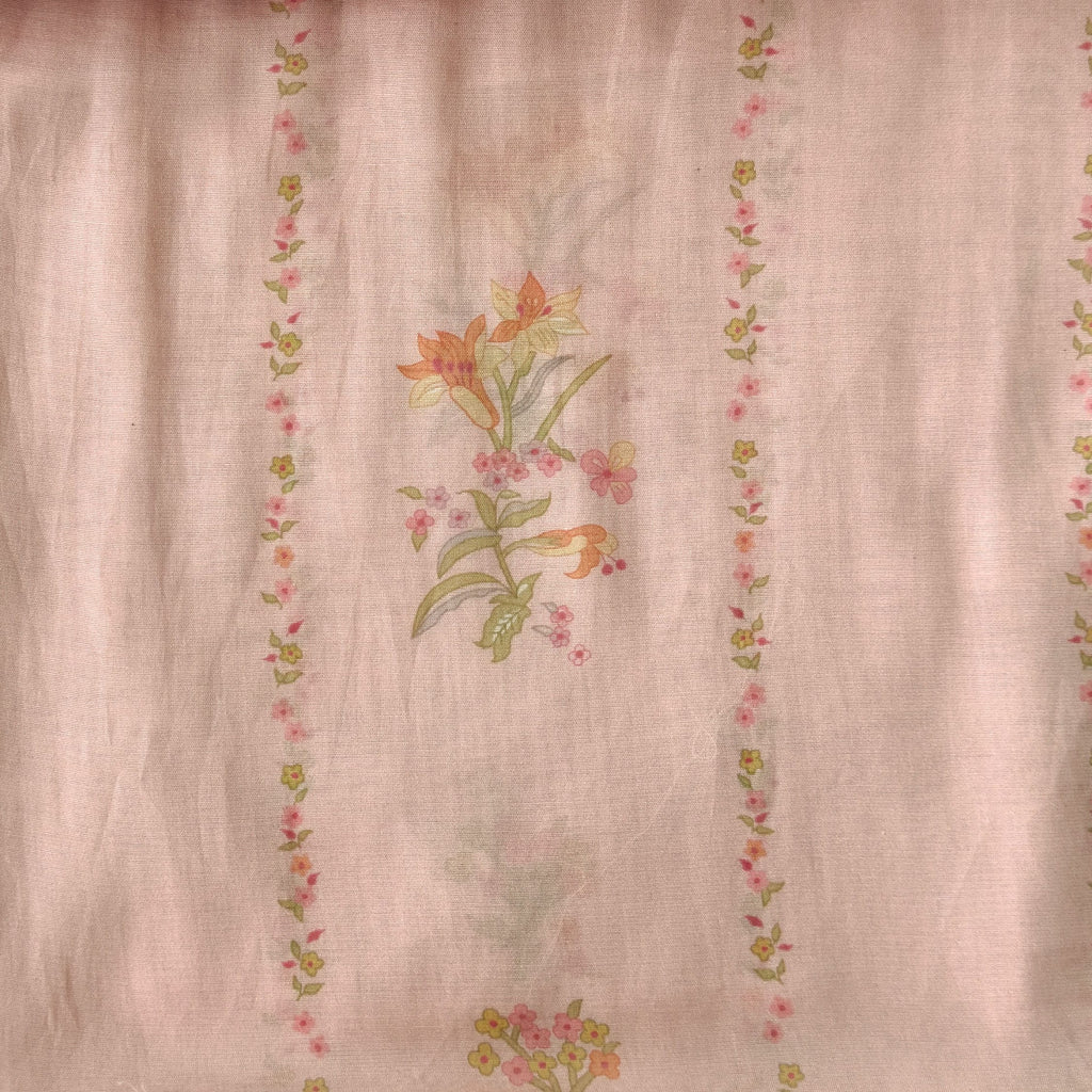 Digital Printed Mul Chanderi Fabric Fabric Bright Peach Mul Chanderi Fabric