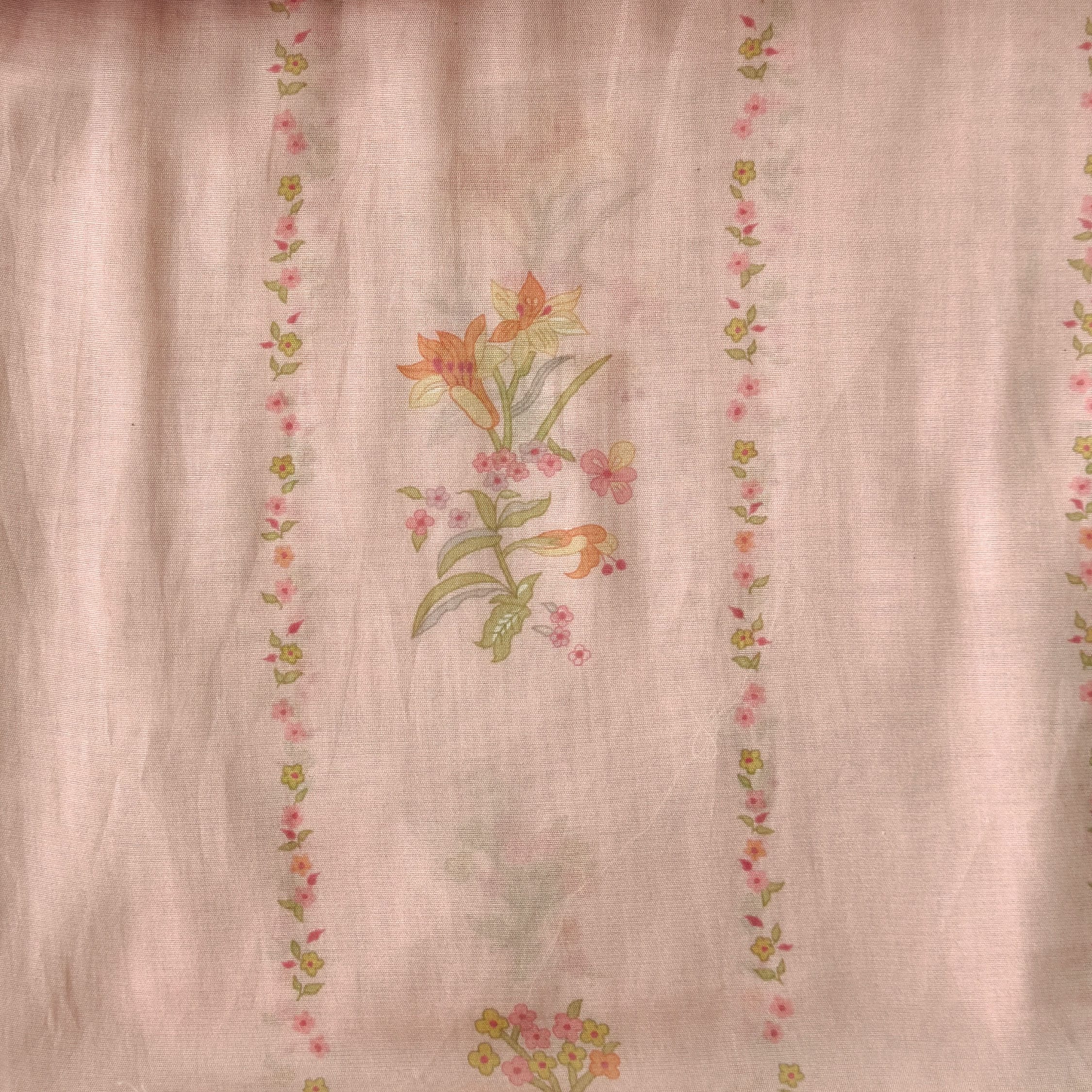 Digital Printed Mul Chanderi Fabric Fabric Bright Peach Mul Chanderi Fabric