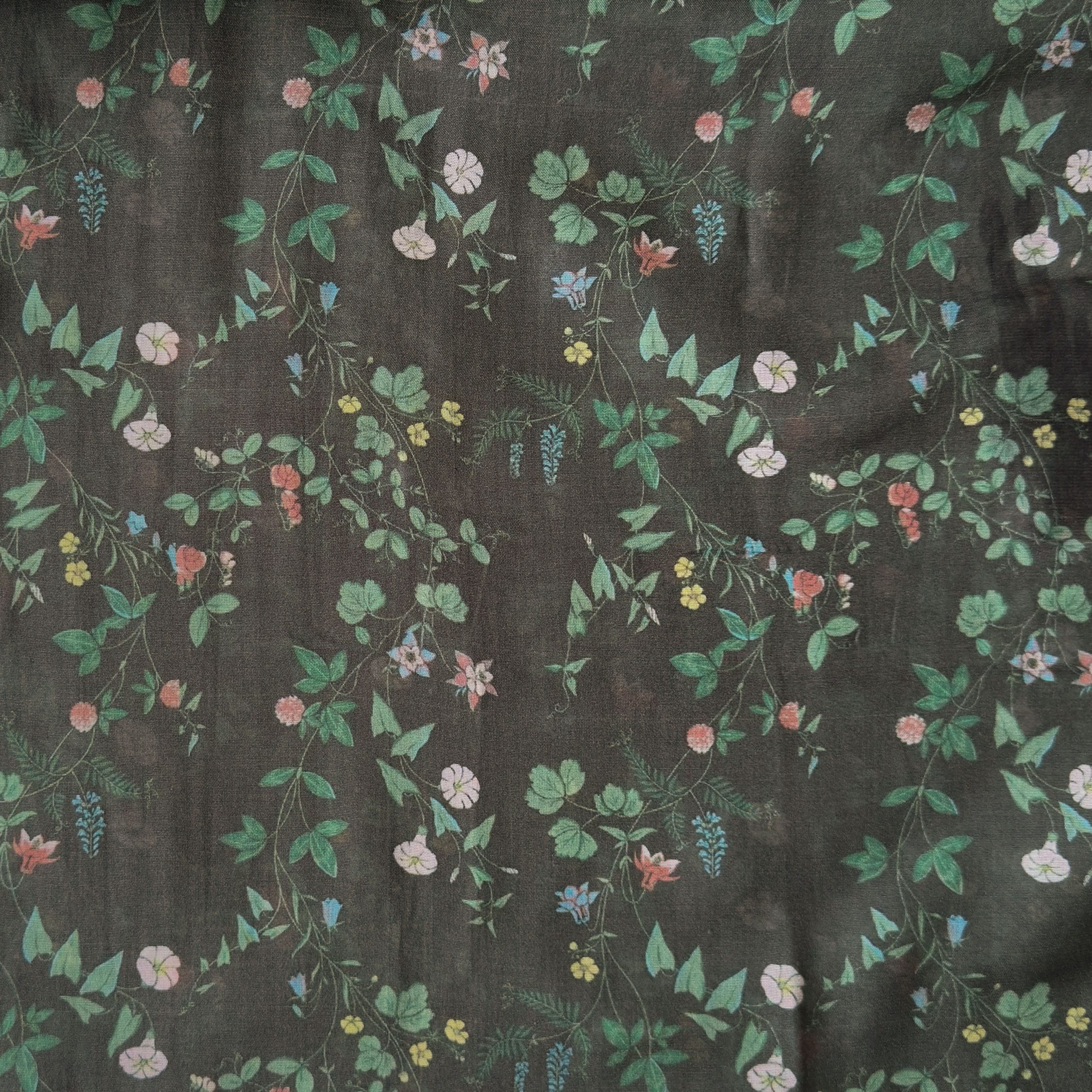 Digital Printed Mul Chanderi Fabric Fabric Charcoal Grey Mul Chanderi Fabric