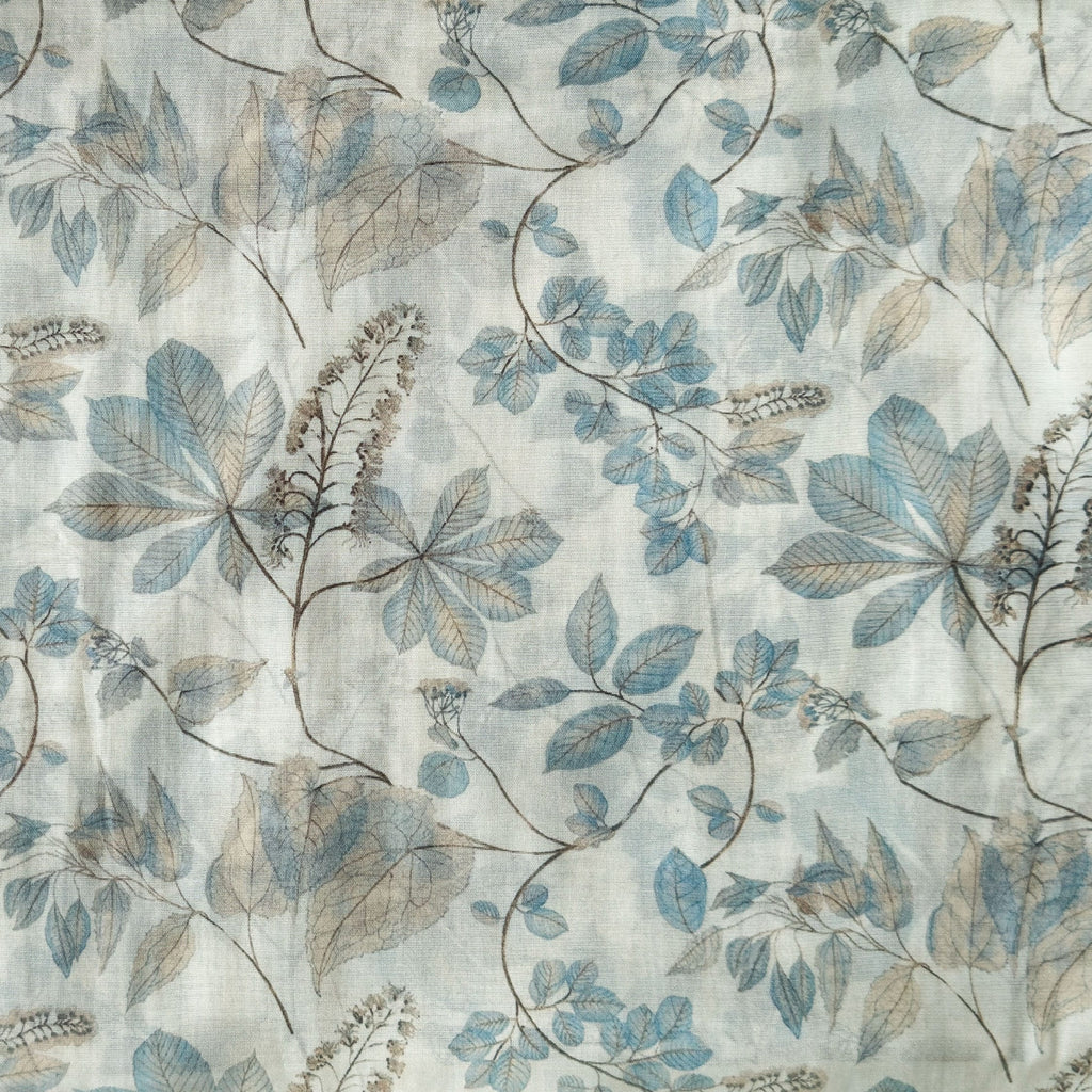 Digital Printed Mul Chanderi Fabric Fabric Dusty Blue & Grey Mul Chanderi Fabric