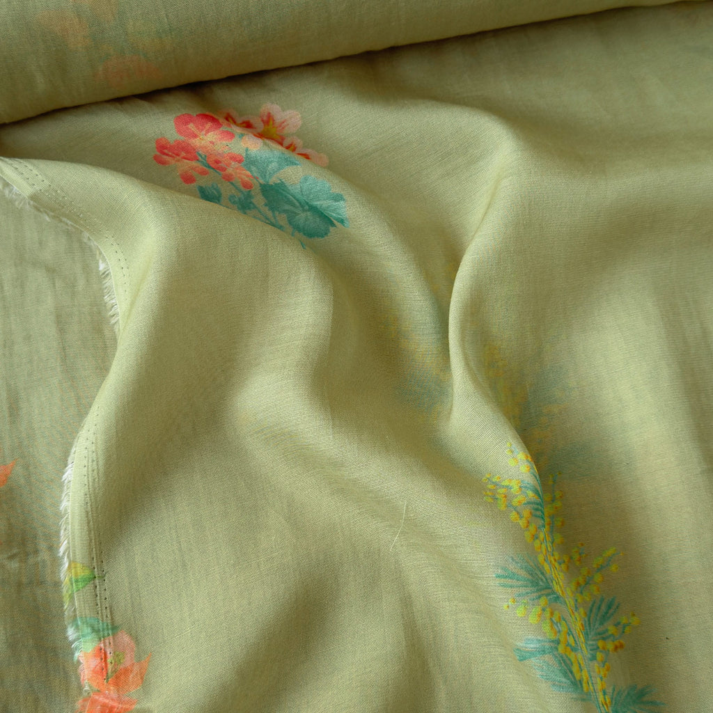 Digital Printed Mul Chanderi Fabric Fabric Dusty Green Mul Chanderi Fabric