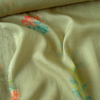 Digital Printed Mul Chanderi Fabric Fabric Dusty Green Mul Chanderi Fabric