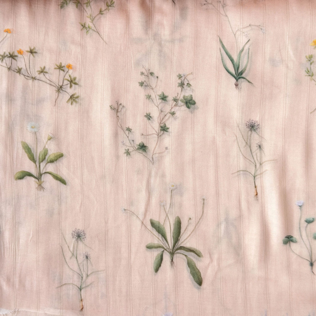 Digital Printed Mul Chanderi Fabric Fabric Ivory Peach Mul Chanderi Fabric