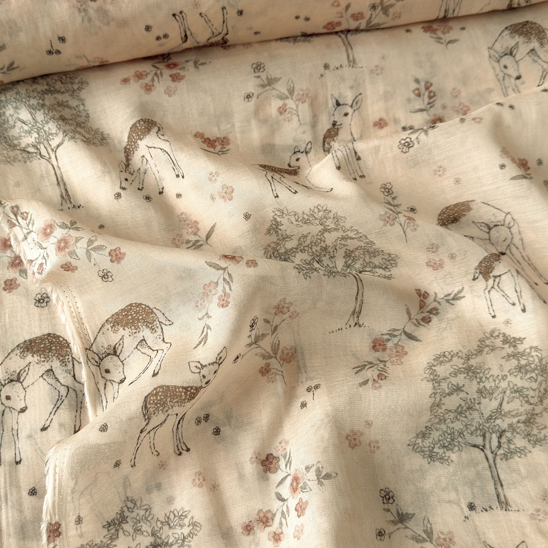 Digital Printed Mul Chanderi Fabric Fabric Light Peach Mul Chanderi Fabric