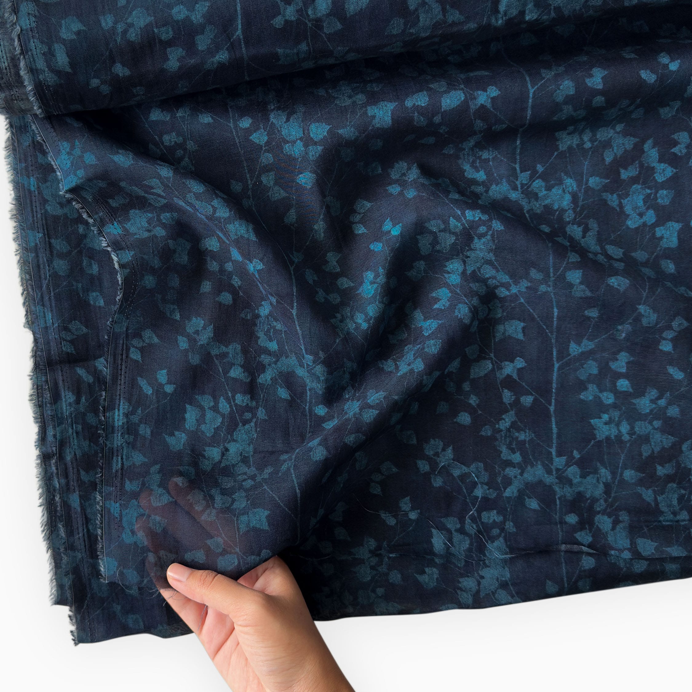 Digital Printed Mul Chanderi Fabric Fabric Midnight Blue Mul Chanderi Fabric