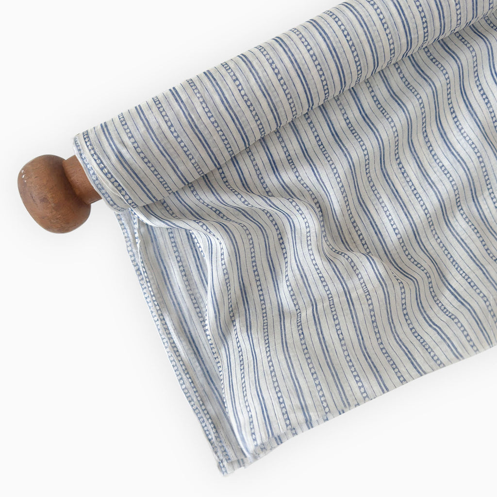 Digital Printed Mul Chanderi Fabric Fabric Natural White & Blue Mul Chanderi Fabric