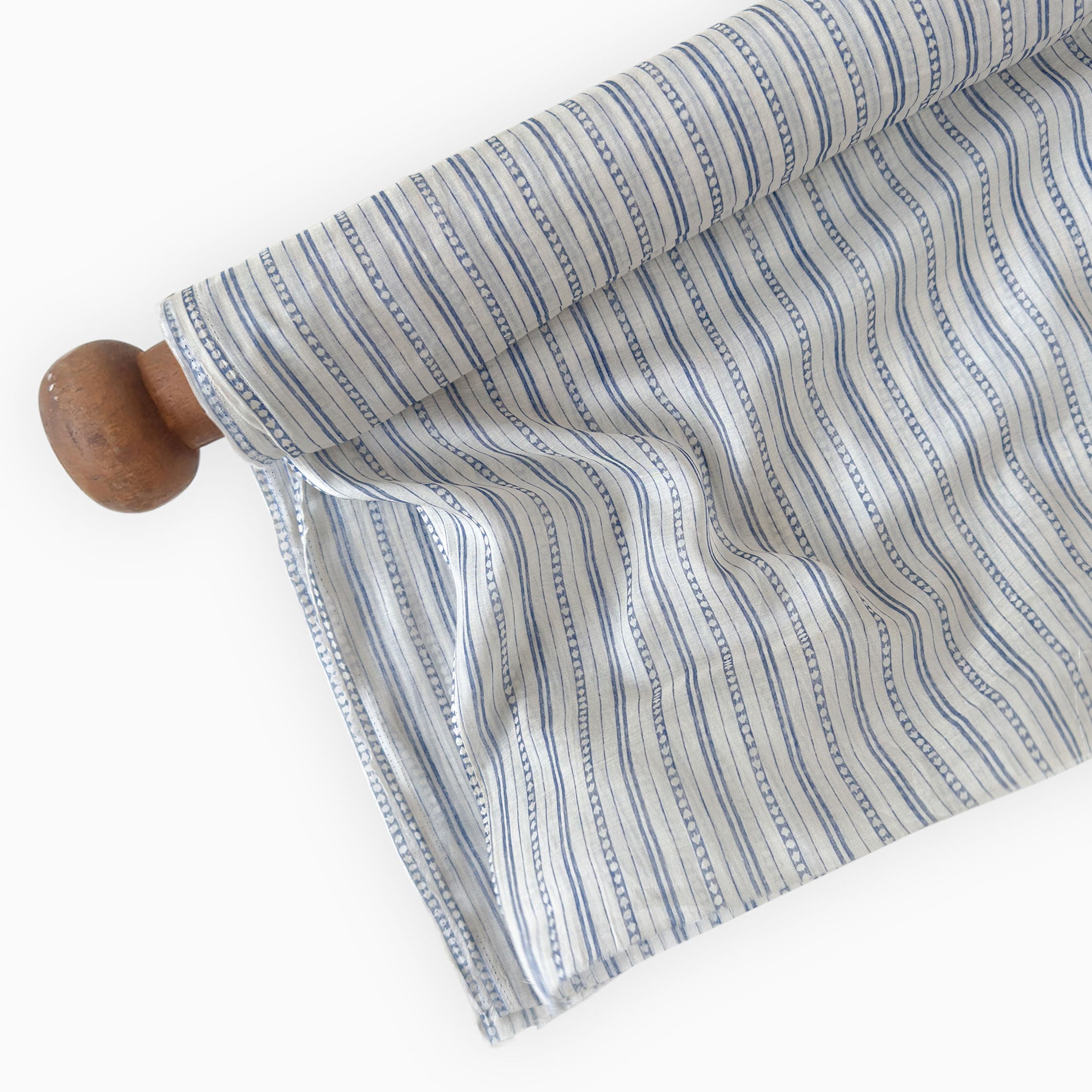 Digital Printed Mul Chanderi Fabric Fabric Natural White & Blue Mul Chanderi Fabric