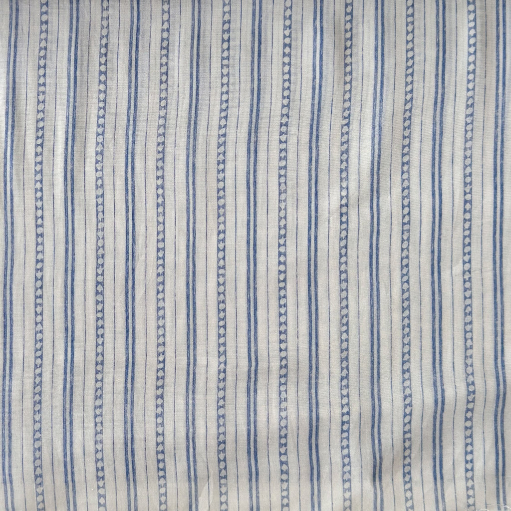 Digital Printed Mul Chanderi Fabric Fabric Natural White & Blue Mul Chanderi Fabric