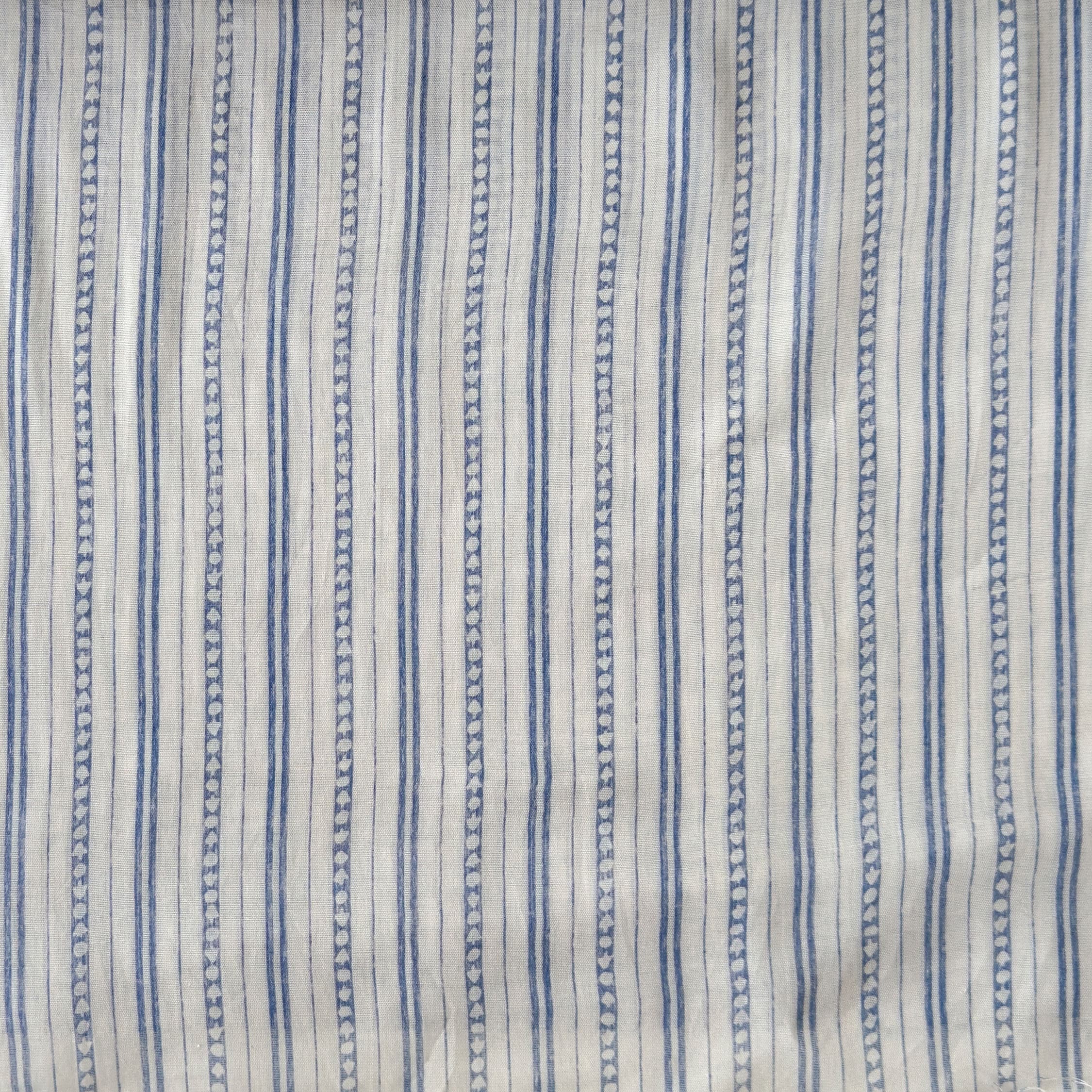 Digital Printed Mul Chanderi Fabric Fabric Natural White & Blue Mul Chanderi Fabric