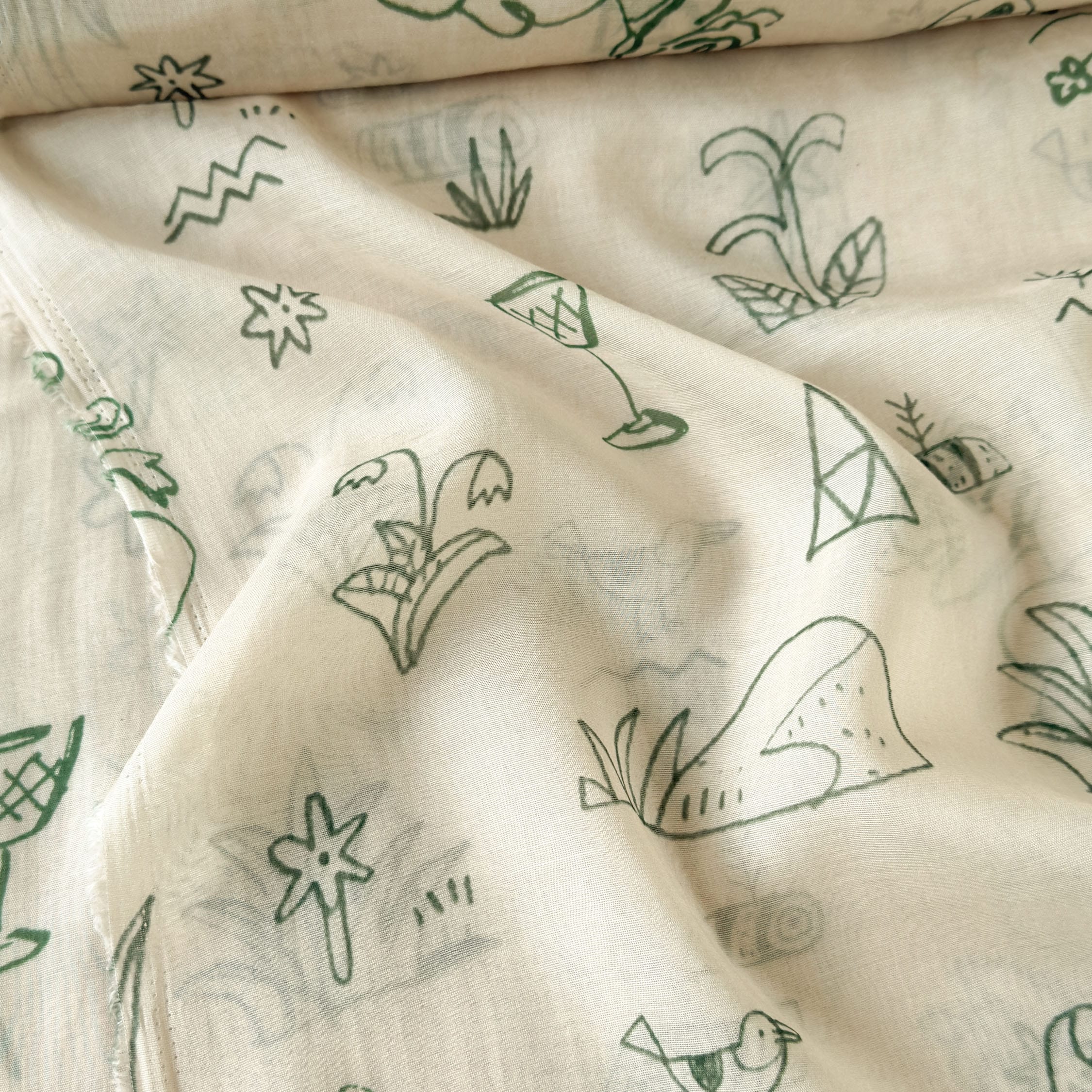 Digital Printed Mul Chanderi Fabric Fabric Pastel Peach Mul Chanderi Fabric