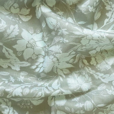 Digital Printed Muslin Fabric Fabric Dusty Green Garden of Daisies Printed Muslin Fabric (Width 45 Inches)