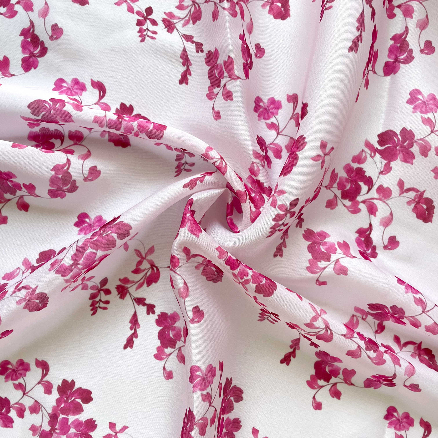 Digital Printed Organza Fabric Fabric Magenta Pink Floral Vines Printed Soft Organza Fabric (Width 44 Inches)