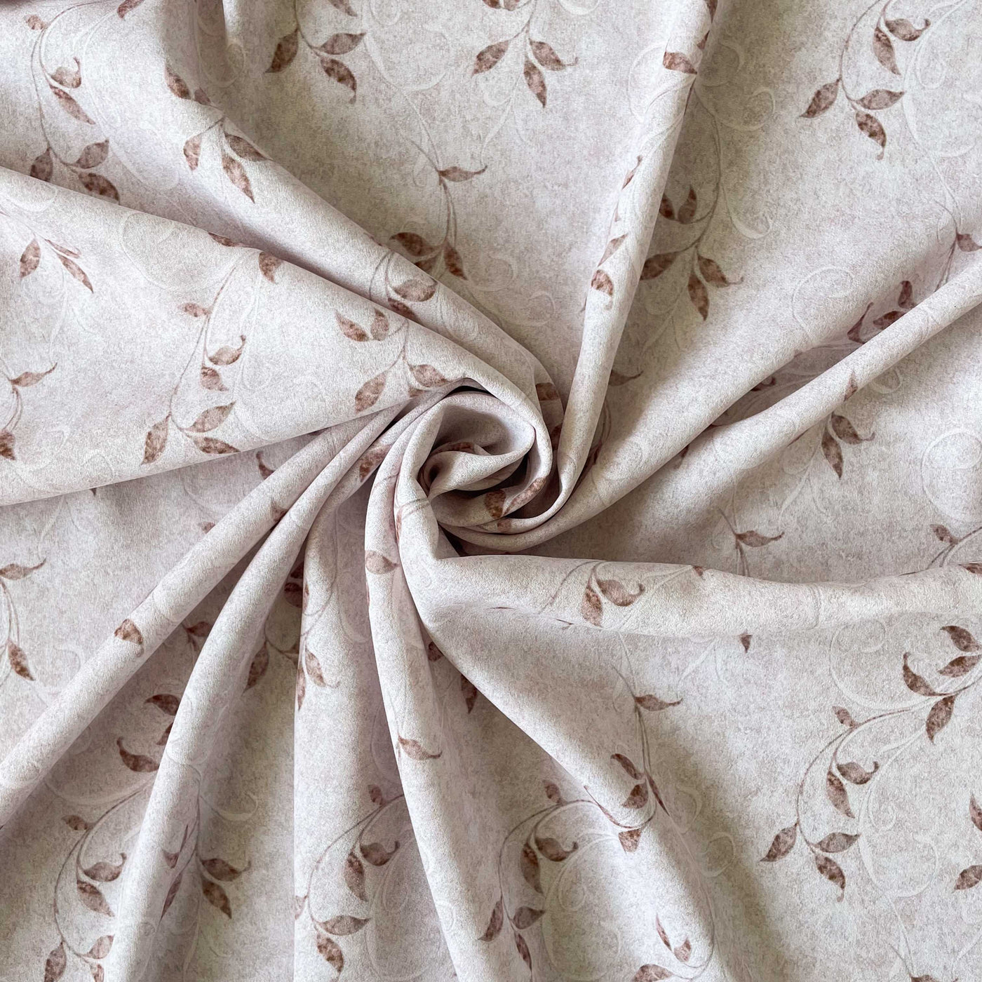 Digital Printed Pure Crepe Fabric Fabric Beige & Brown Abstract Leaves Printed Dull Crepe Fabric (Width 44 Inches)