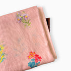 Digital Printed Suit Set Unstitched Suit Blush Peach Everyday Botanicals Floral Printed | Pure Mul Chanderi Fabric (2.5 Meters) | and Cotton Pyjama (2.5 Meters) | Unstitched Combo Set