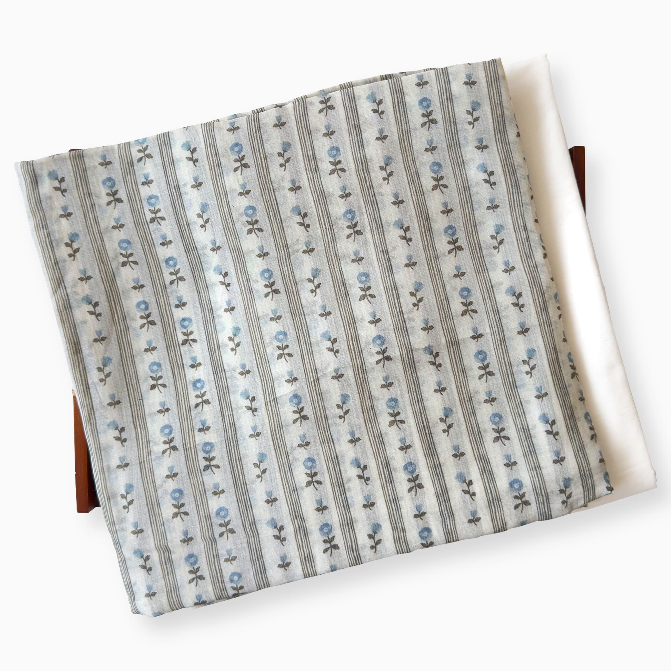 Digital Printed Suit Set Unstitched Suit Natural White & Blue Mul Chanderi Combo Set