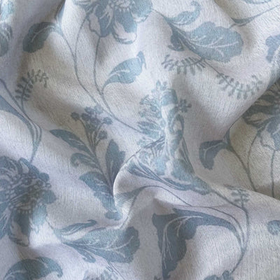 Digital Printed Tussar Satin Fabric Fabric Dull Blue & Grey Abstract Floral Printed Tussar Satin Fabric (Width 42 Inches)