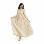 Drapes of Mul Fabric Fabric Beige & Green Mul Chanderi Fabric