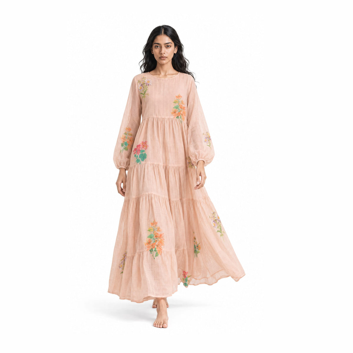 Drapes of Mul Fabric Fabric Blush Peach Mul Chanderi Fabric