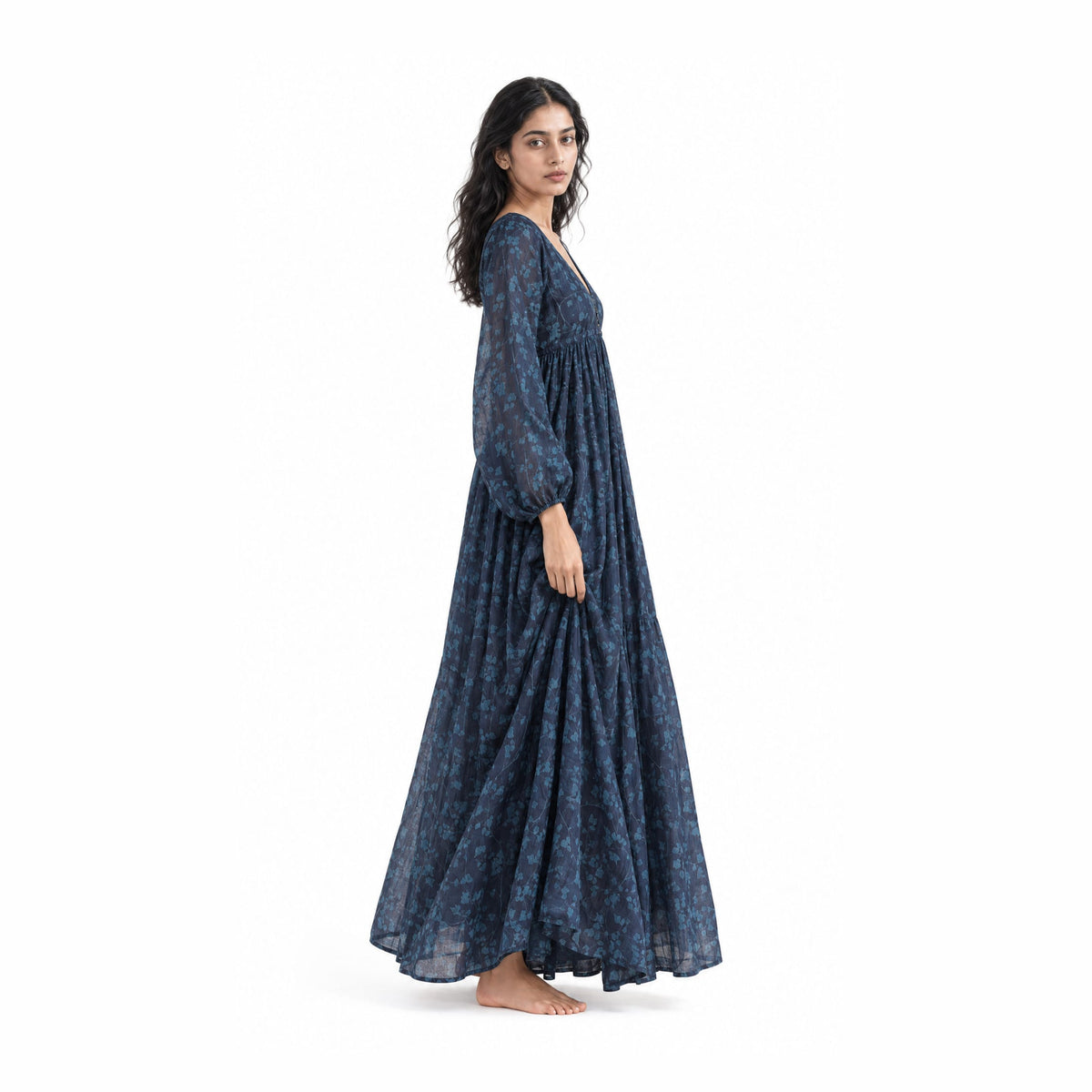 Drapes of Mul Fabric Fabric Midnight Blue Mul Chanderi Fabric