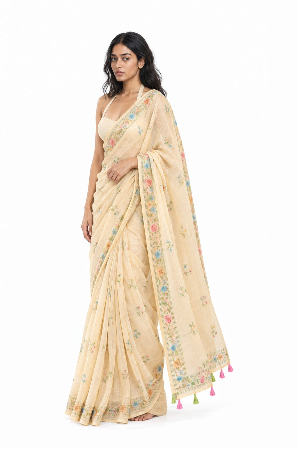 Drapes of Mul Saree Saree Beige Mul Chanderi Saree