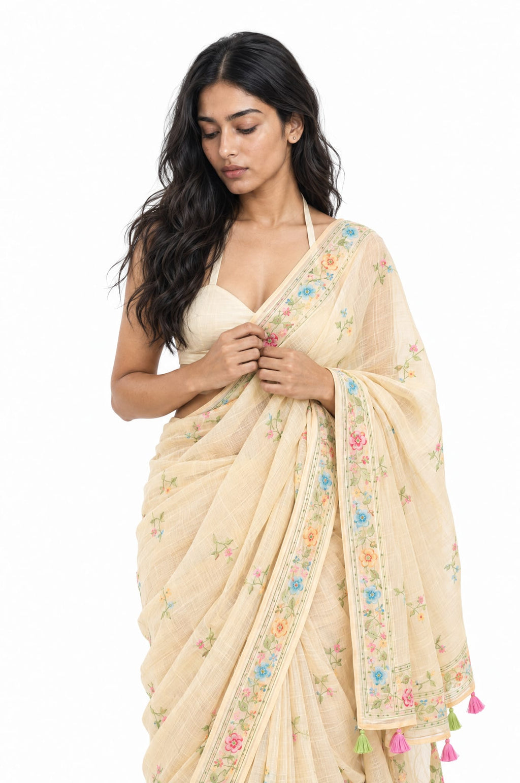 Drapes of Mul Saree Saree Beige Mul Chanderi Saree