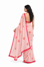 Drapes of Mul Saree Saree Blush Pink Mul Chanderi Saree