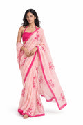 Drapes of Mul Saree Saree Bright Pink Mul Chanderi Saree