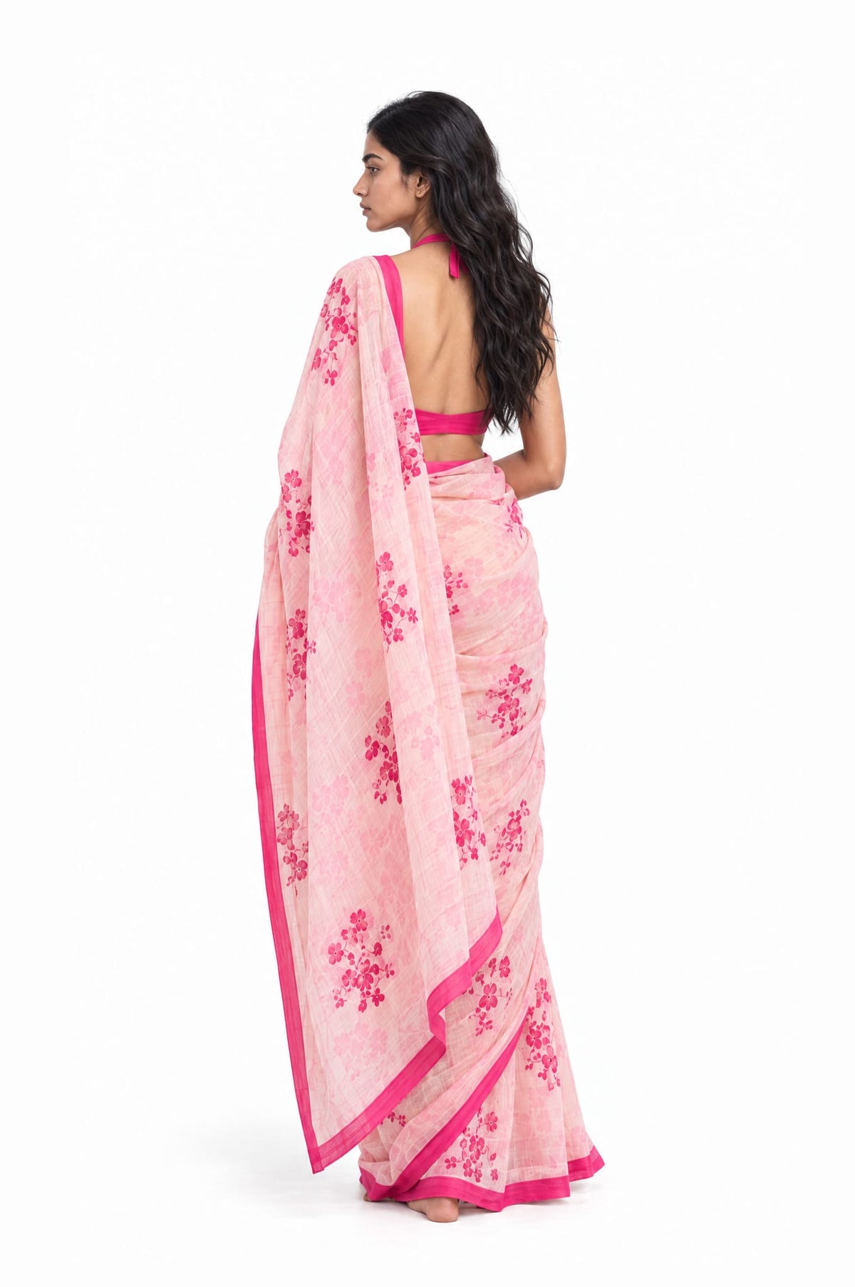 Drapes of Mul Saree Saree Bright Pink Mul Chanderi Saree