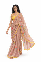 Drapes of Mul Saree Saree Brown & Yellow Mul Chanderi Saree