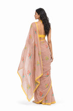 Drapes of Mul Saree Saree Brown & Yellow Mul Chanderi Saree