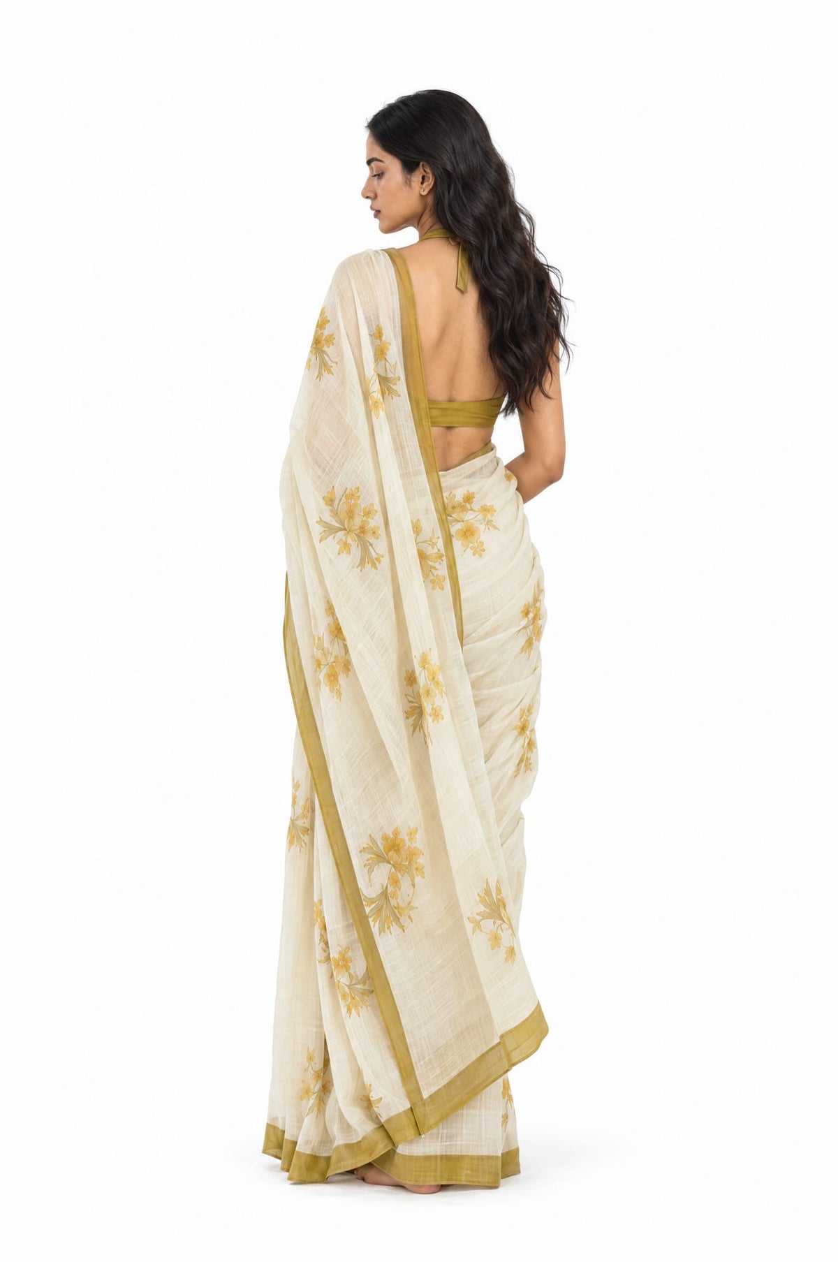 Drapes of Mul Saree Saree Dusty Mustard Mul Chanderi Saree