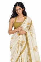 Drapes of Mul Saree Saree Dusty Mustard Mul Chanderi Saree