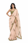 Drapes of Mul Saree Saree Dusty Olive Mul Chanderi Saree
