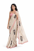 Drapes of Mul Saree Saree Dusty Pink & Black Mul Chanderi Saree