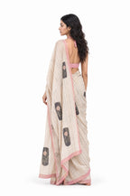 Drapes of Mul Saree Saree Dusty Pink & Black Mul Chanderi Saree