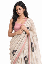 Drapes of Mul Saree Saree Dusty Pink & Black Mul Chanderi Saree
