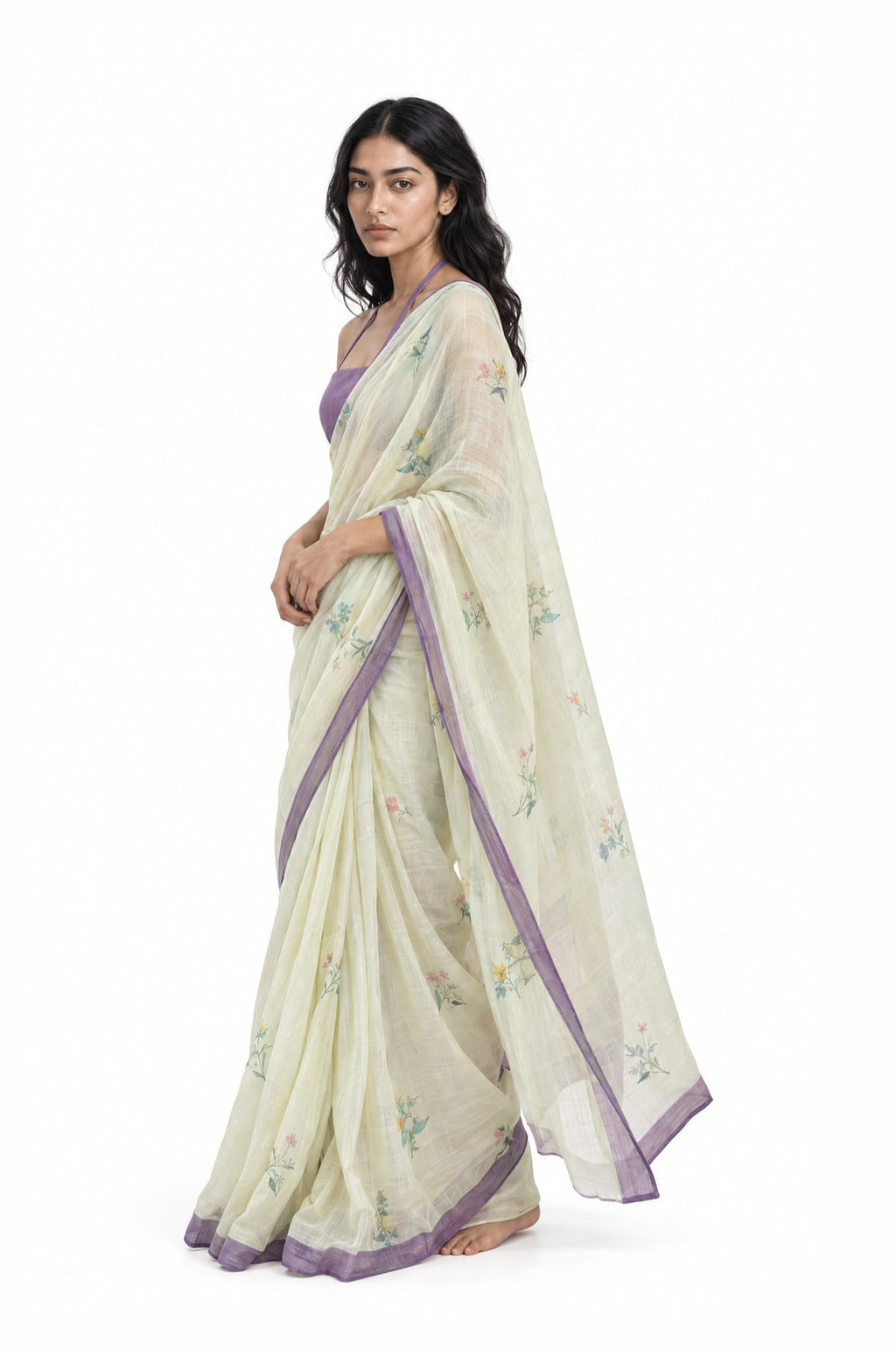 Drapes of Mul Saree Saree Dusty Violet Mul Chanderi Saree