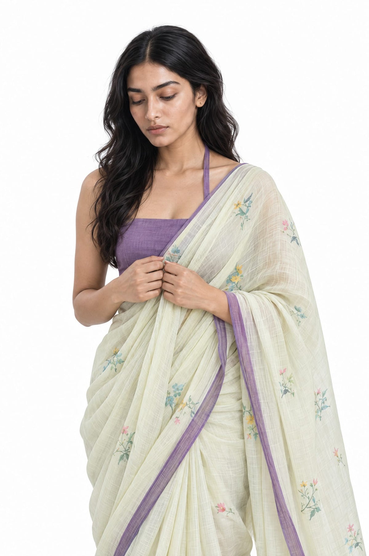 Drapes of Mul Saree Saree Dusty Violet Mul Chanderi Saree