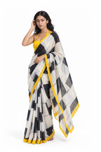 Drapes of Mul Saree Saree Ivory & Black Mul Chanderi Saree