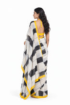 Drapes of Mul Saree Saree Ivory & Black Mul Chanderi Saree