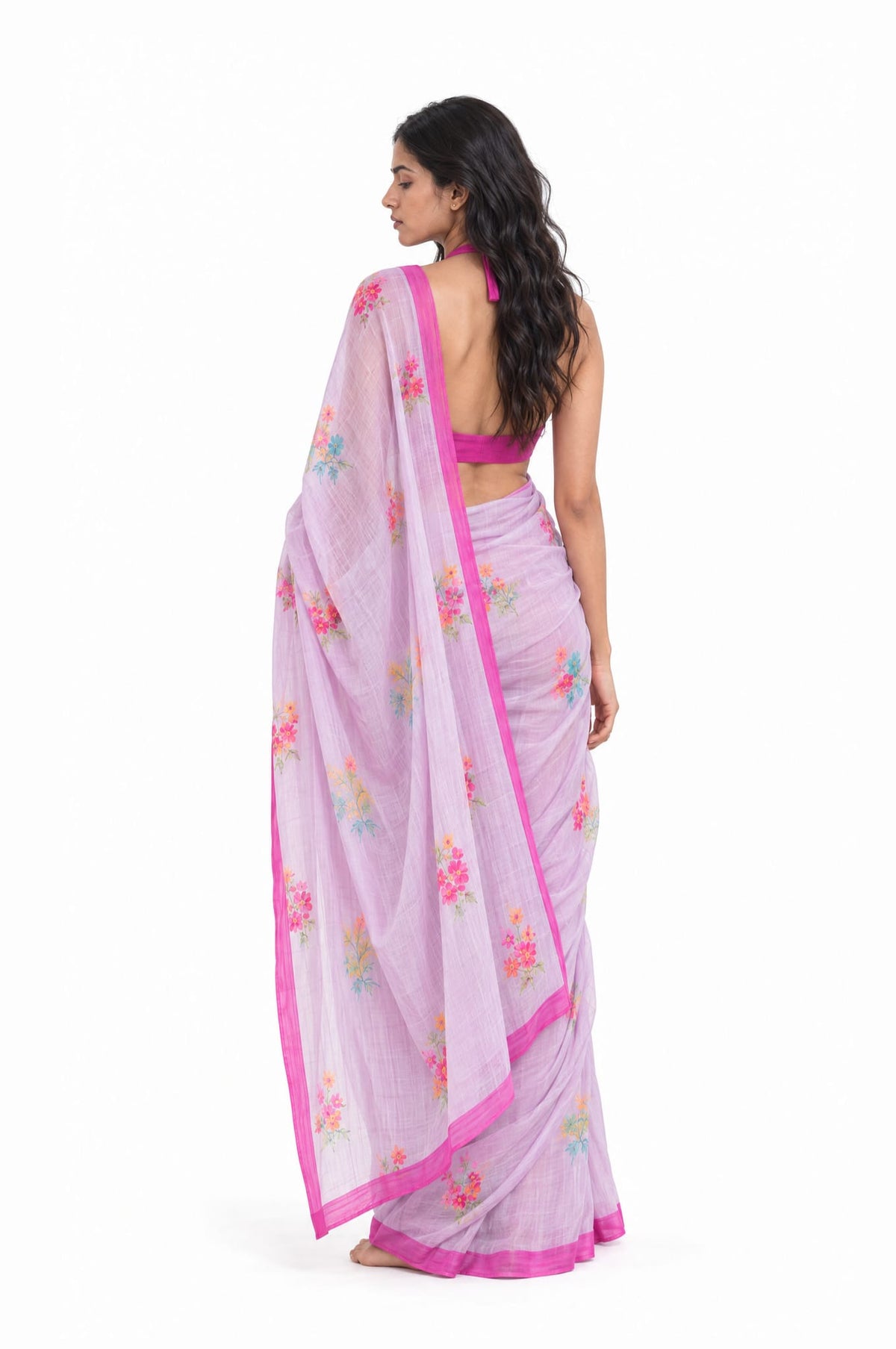 Drapes of Mul Saree Saree Lilac & Pink Mul Chanderi Saree