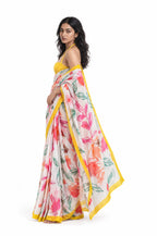 Drapes of Mul Saree Saree Off-White & Yellow Mul Chanderi Saree