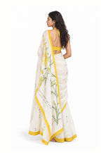 Drapes of Mul Saree Saree Off-White & Yellow Mul Chanderi Saree