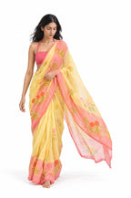 Drapes of Mul Saree Saree Summer Yellow Mul Chanderi Saree