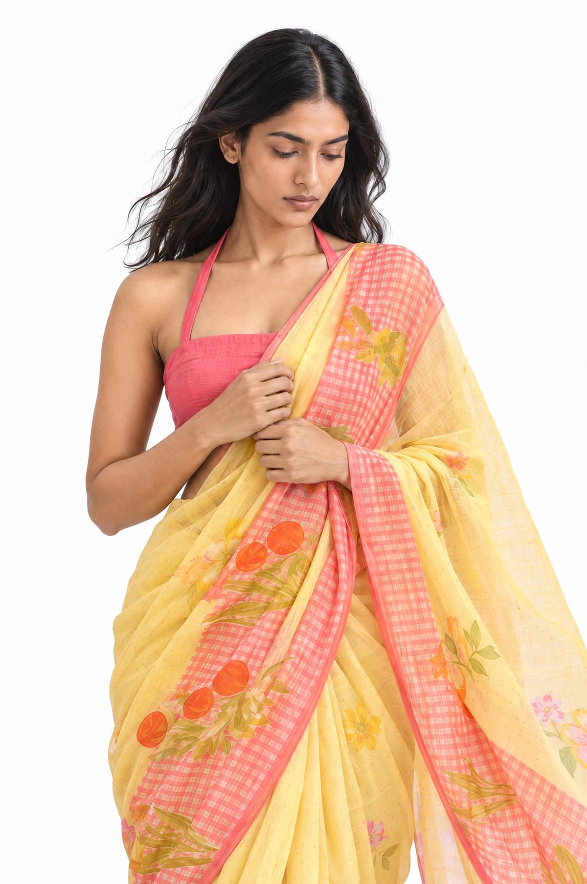 Drapes of Mul Saree Saree Summer Yellow Mul Chanderi Saree